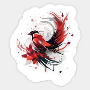 Vibrant Red Bird Sticker